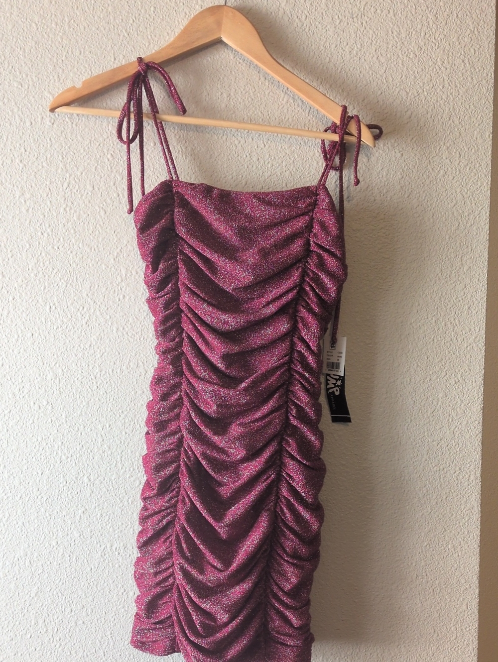 Jump Wine Sparkle Ruched Mini Dress